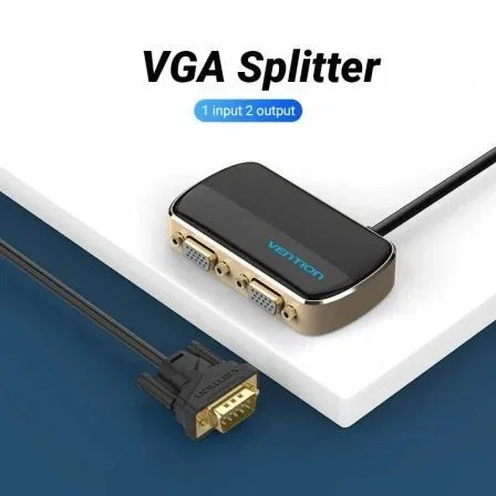 Vention Divisor VGA DBABF 1 entrada a 2 salidas HD 1080P 60Hz con alimentación externa, 1m, Negro